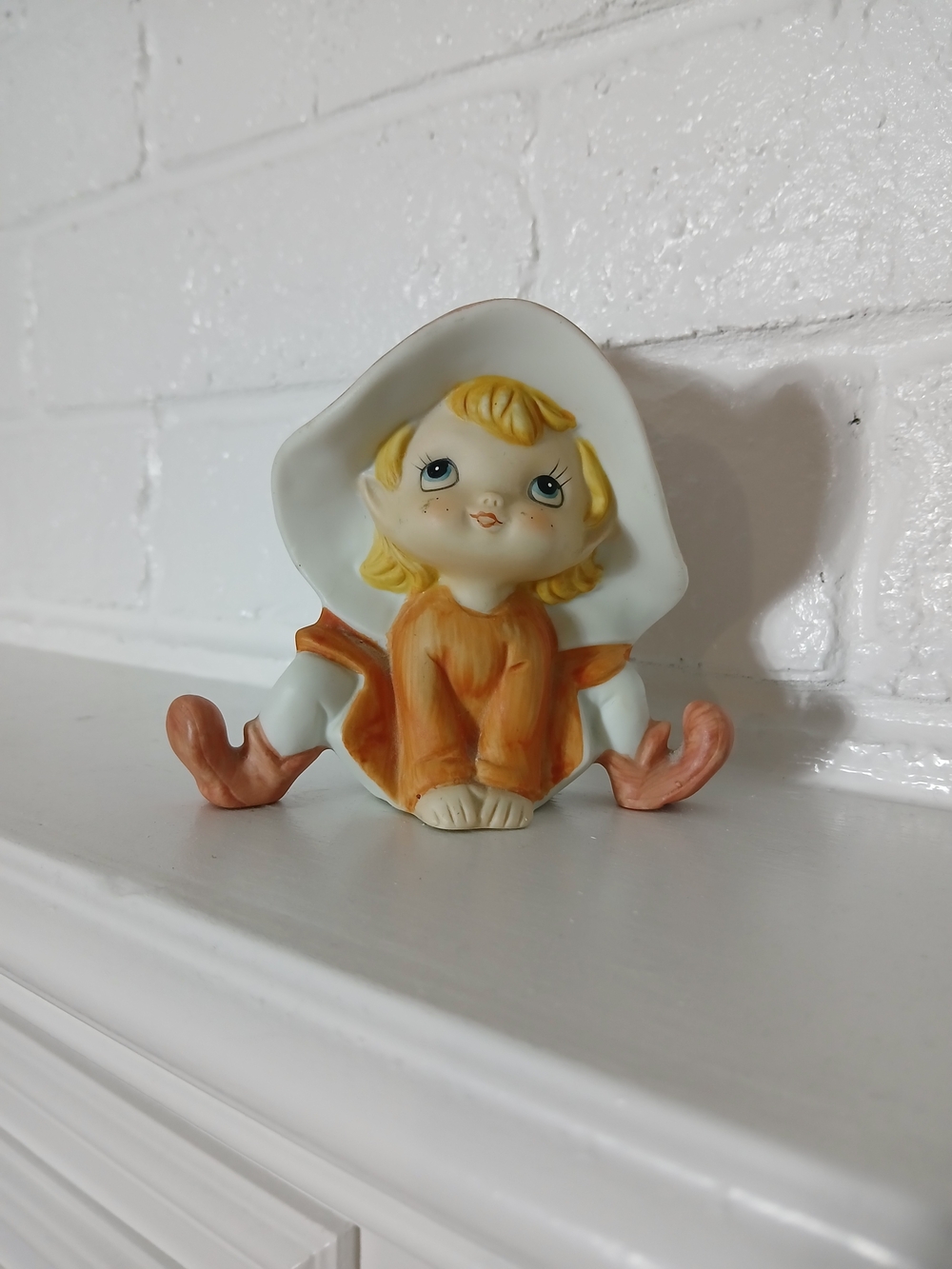 Vintage Orange HOMCO Sitting Pexie Elf Holiday Figurine Decor‎ 5213